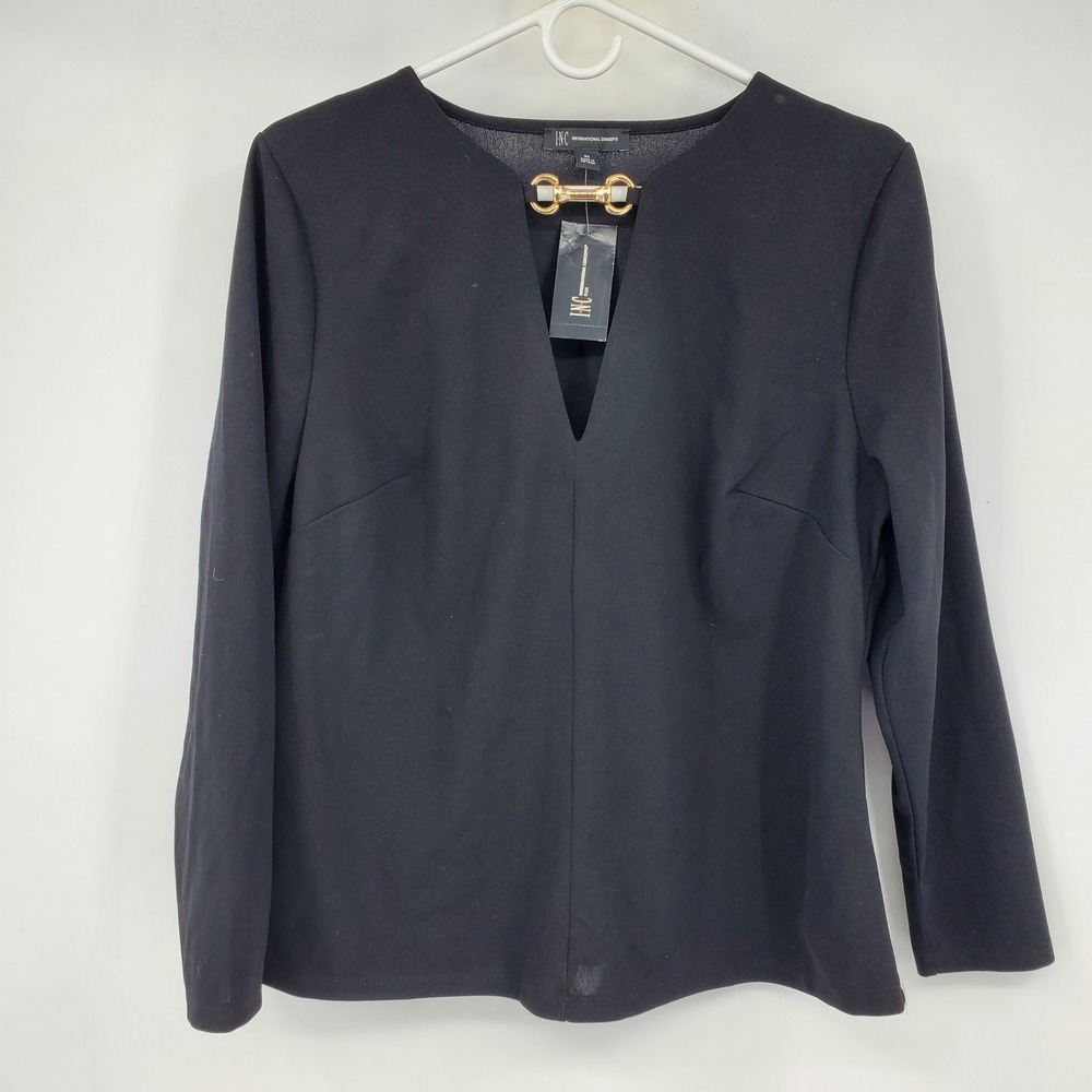 New INC‎ Gold Hardware Horse Bit Long Sleeve Quiet Luxury Formal Blouse Shirt 0X